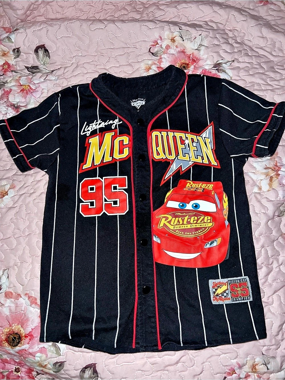 Disney Pixar Cars Lightning McQueen Boys Size 6 Striped Matching Set